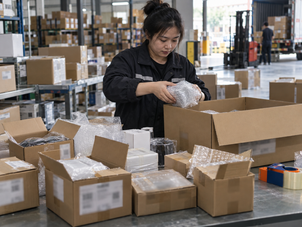 China warehouse consolidating multiple 1688 parcels for international shipping