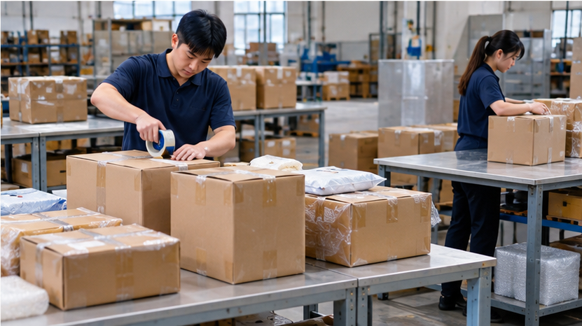 China warehouse team consolidating three supplier orders while keeping one shipment separate
