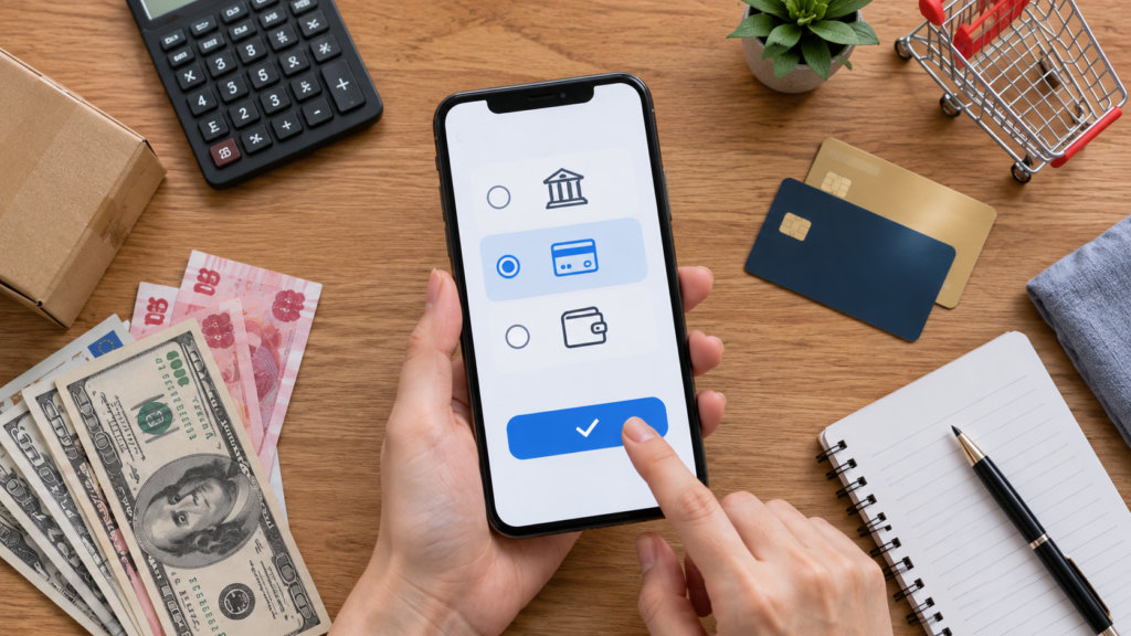 International buyer selecting a payment method for a 1688 order
