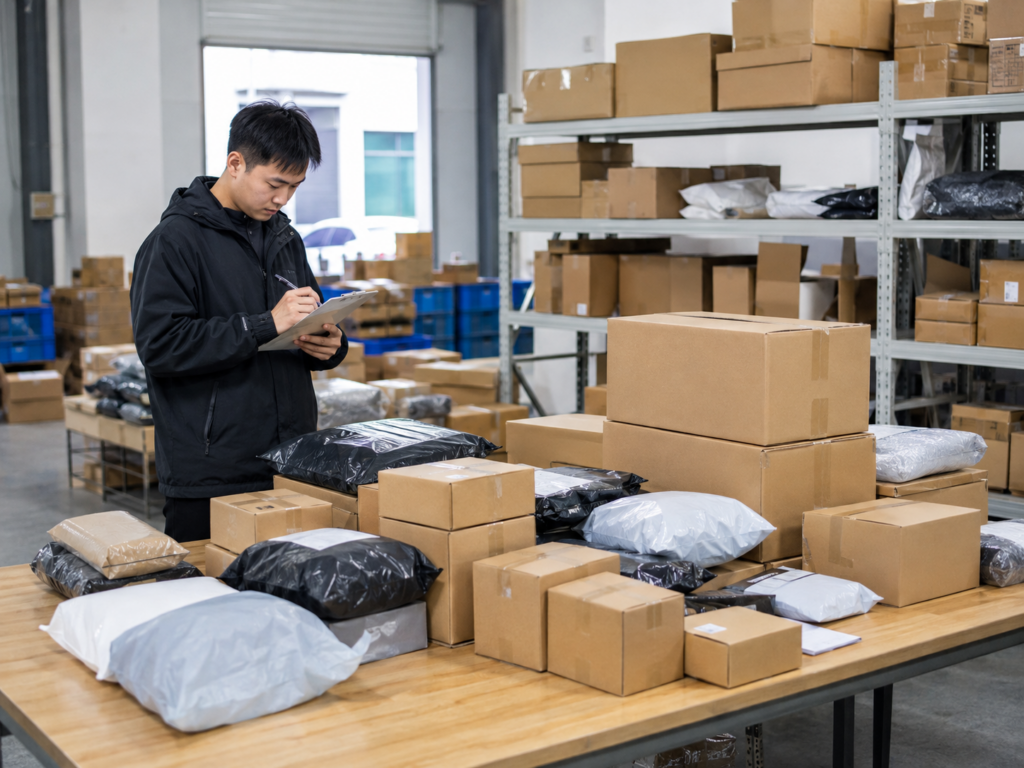 Multiple supplier parcels arriving at a China warehouse for sorting and order management