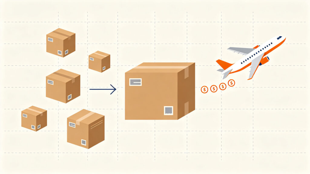Parcels consolidated and repacked before DDP shipping from China to cut shipping cost