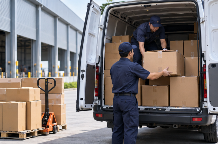 Released DDP shipment being loaded for final delivery after customs clearance