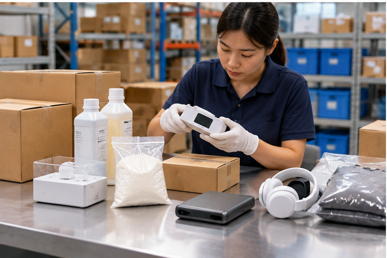 China warehouse checking restricted and special cargo before shipping