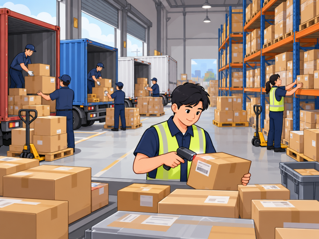 China warehouse receiving and organizing parcels from multiple 1688 suppliers