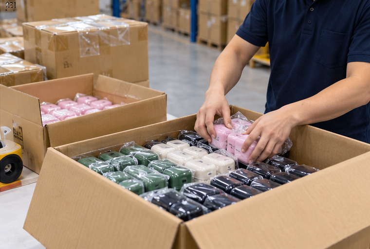 Replacement goods arriving at a China warehouse before consolidation and international shipping