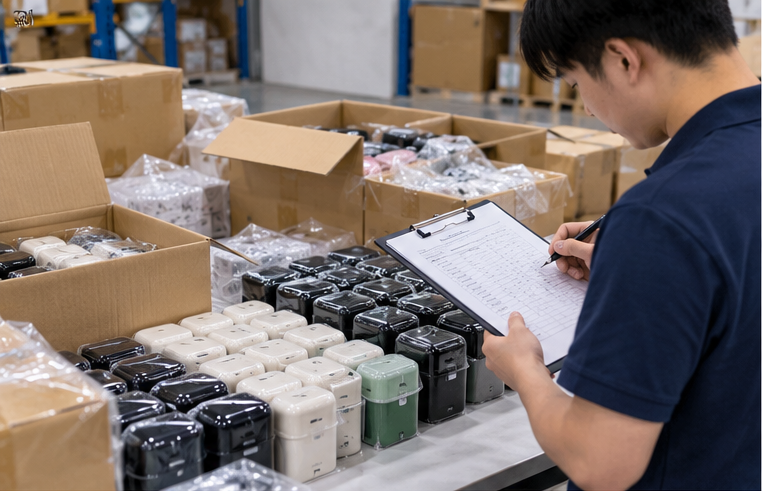 Warehouse worker checking a 1688 order missing items by counting received products in China